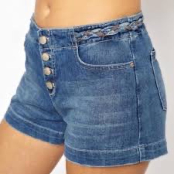 Free People Retro Exposed Button Fly Denim Shorts Size 26 - Picture 1 of 5